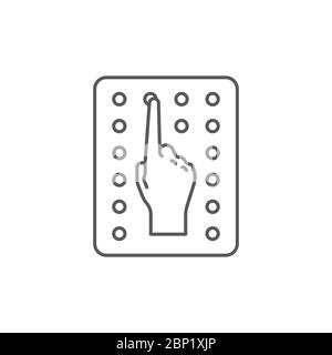 Disability blind vector icon symbol braille isolated on white background Stock Vector