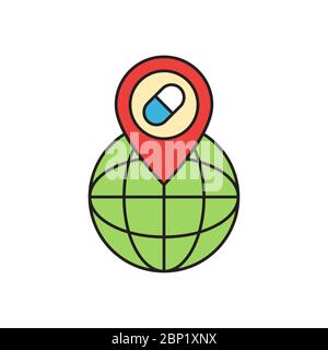 Drugstore location pin vector icon symbol isolated on white background Stock Vector