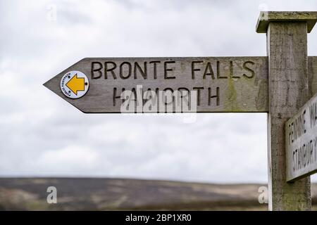 Signpost on Bronte Way near Haworth, West Yorkshire Stock Photo - Alamy