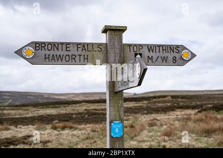 Top Withens also known as Top Withins on Haworth Moor, Haworth, UK. said to be the inspiration for the book Wuthering Heights by Emily Bronte. Stock Photo