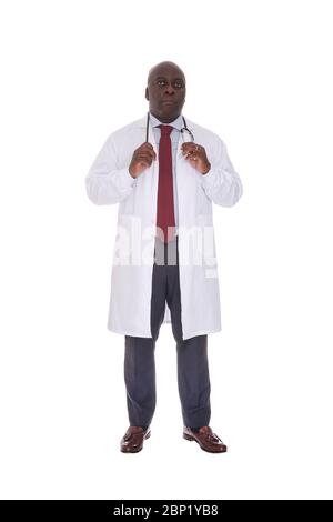 African American doctor with stethoscope looking at camera with a serious expression Stock Photo