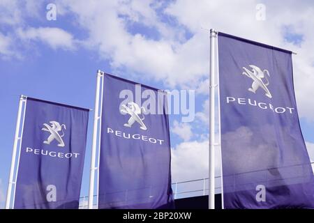 Bordeaux , Aquitaine / France - 05 14 2020 : Peugeot lion flag shop automobiles sign logo dealership car store Stock Photo