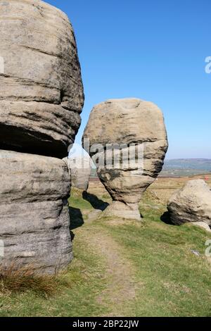 Bridestone Rocks The Bridestone, near Todmorden, West Yorkshire, england UK Stock Photo ...