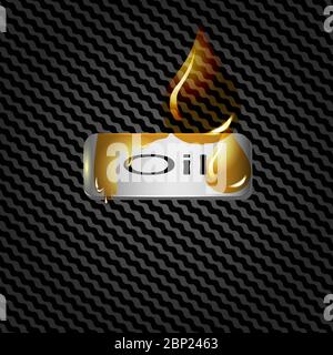 The metal bar on the background of carbon fiber drops oil Stock Vector