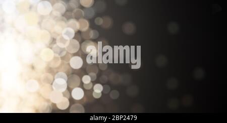 Dark Abstract silver bokeh sparkle on black background Stock Photo