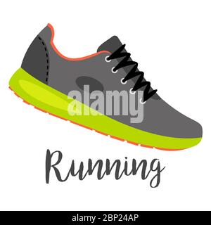 Shoes with text running isolated on the white background, vector illustration Stock Vector