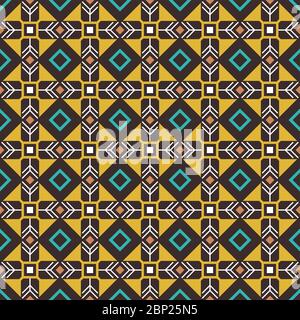 Ethnicity background. Pseudo african craft ethnic pattern, vector illustration Stock Vector