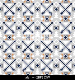 Arrows background. Vector colored ethnic seamless pattern with arrow decor Stock Vector