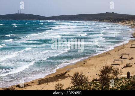 Agia Triada beach, close to the archaeological site of Poliochni, Lemnos (Limnos) island, North Aegean, Greece. Stock Photo