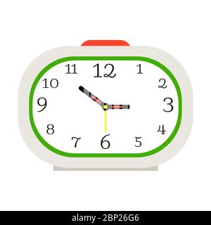 Alarm clock with red button isolated vector illustration Stock Vector