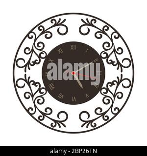 Vintage wall clock isolated on white background, vector illustration Stock Vector