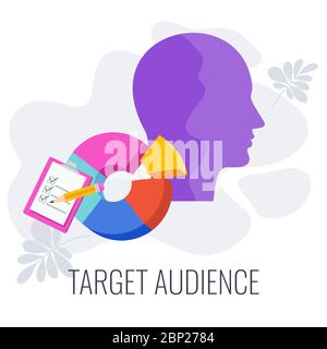 Target audience. Advertising and marketing strategies. Flat vector illustration. Stock Vector