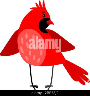 Cardinal colorful cartoon bird icon isolated on white background, vector illustration Stock Vector