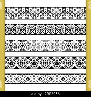 Ethnic ribbon patterns. Vector mexican or tibetan seamless ribbon ...
