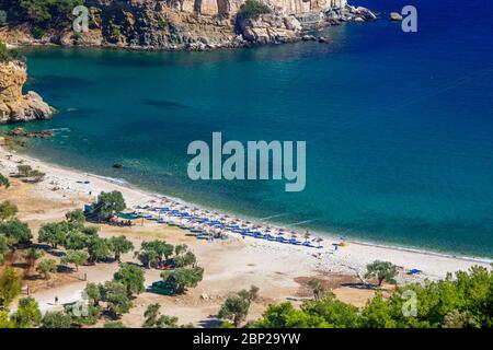 Beach Livadi, in Thassos (or Thasos) island, in northern Aegean sea, Greece, Europe. Stock Photo