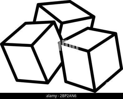 Sugar cubes or ice cubes line vector icon food apps and websites Stock Vector