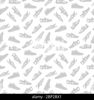 Sport footwear boots black and white seamless pattern Stock Vector