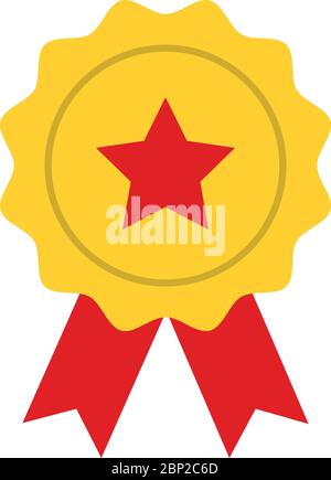 Winner Gold medal star icon award emblem symbol Vector isolated on white background Stock Vector