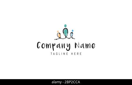 Vector logo on which an abstract image of a family of three people with colored elements. Stock Vector