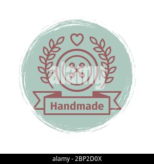 Grunge handmade logo design. Handmade line emblem vector illustration Stock Vector