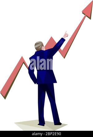 Concept of business growth with an upward arrow and a businessman ...