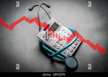 Illustration on the decline in medical consultations. Stock Photo