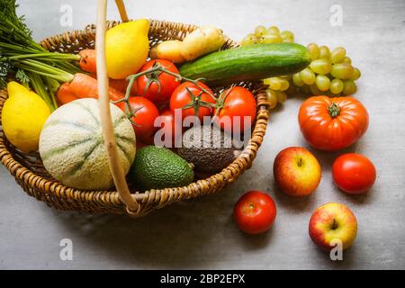 Assortment of fruits and vegetables. Stock Photo