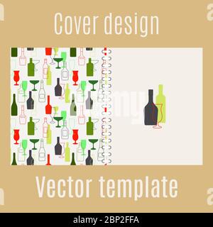 Cover design for print with bar drinks silhouette, vector illustration Stock Vector
