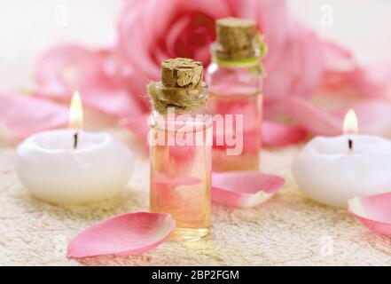 Candles and essential oils  in a health spa Stock Photo