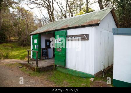 Rum Visitor Centre on the Isle of Rum, Scotland Stock Photo