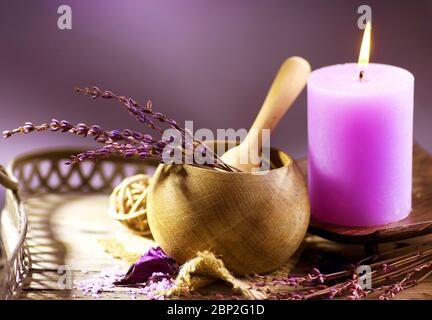 Candles in a health spa Stock Photo