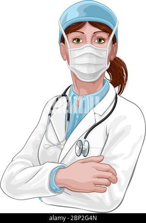 Doctor Woman in Medical PPE Mask Stock Vector