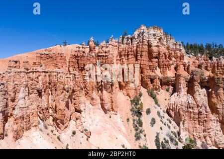 Aerial views of pink hoodoo rock formations in Utah Stock Photo