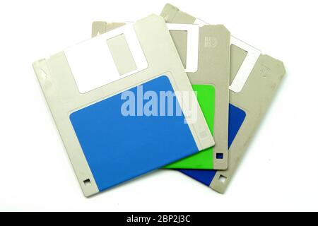Vintage floppy drives (Isolated on white background) Stock Photo