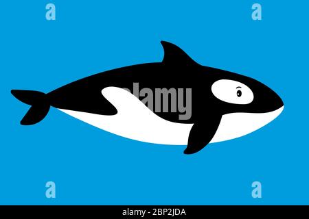 Killer whale sea animal cartoon icon on blue background, vector illustration Stock Vector