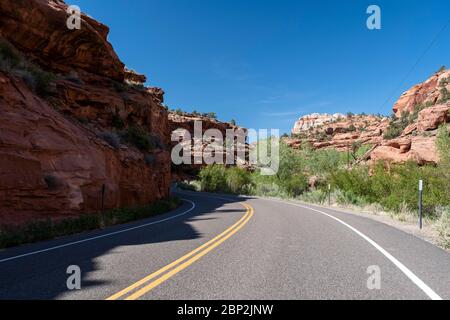 Scenic highway 12 winding through Grand Staircase Escalante national monument in Utah Stock Photo