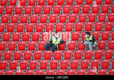 Steward in the stands during the German Bundesliga soccer match between Union Berlin and Bayern Munich in Berlin, Germany. Stock Photo