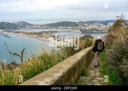 views from the trekking path on the Miseno lighthouse Stock Photo