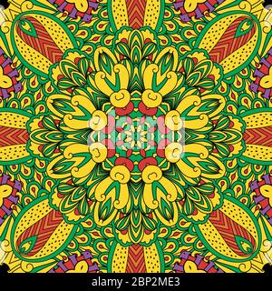 Colorful ornamental decorative background in yellow and green colors. Vector illustration Stock Vector