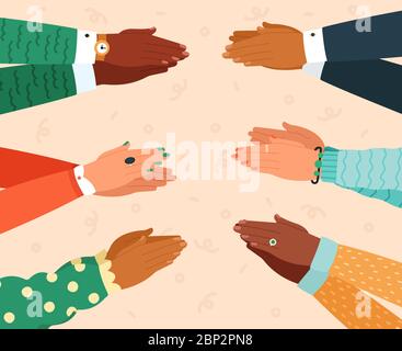 Clapping hands. Applauding hand, clapping congratulations applause, success cheering expression, hand clapping vector illustration Stock Vector
