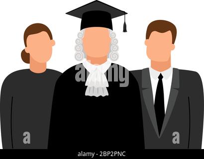 Judge, lawyer and procurator avatar icons on white background, vector illustration Stock Vector