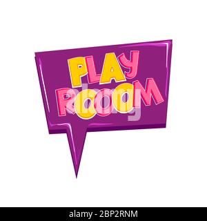 Kids zone comic text badge on splash sticker. Stock Vector