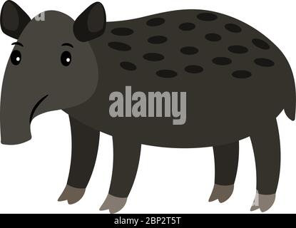 Tapir cute cartoon icon on white backdrop, vector illustration Stock Vector