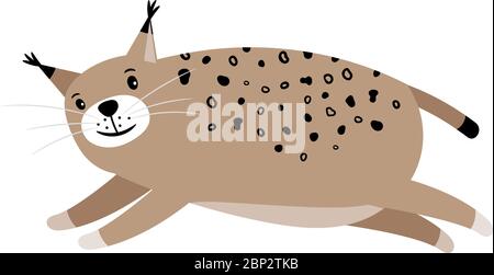 Lynx cute spotted cartoon animal icon isolated on white background, vector illustration Stock Vector