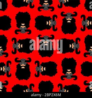 Viking pattern seamless. Battle gnome with beard background. vector texture Stock Vector