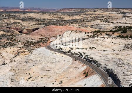 Aerial abstract views of Head of the Rocks overlook along scenic Utah highway 12 Stock Photo