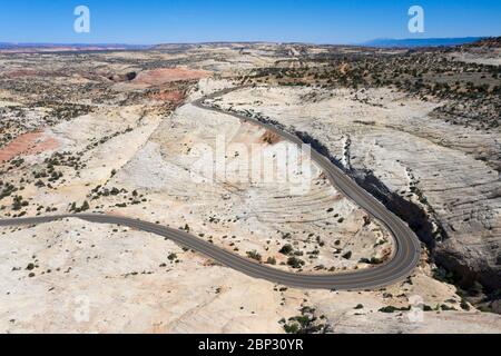 Aerial abstract views of Head of the Rocks overlook along scenic Utah highway 12 Stock Photo