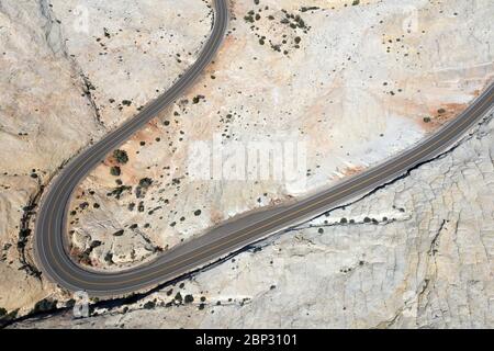 Aerial abstract views of Head of the Rocks overlook along scenic Utah highway 12 Stock Photo