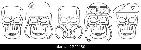 Hand-drawn Anatomical Skulls Vector Set. Vector Icon For Web Design Isolated On White Background Stock Vector