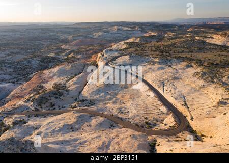 Aerial abstract views of Head of the Rocks overlook along scenic Utah highway 12 Stock Photo